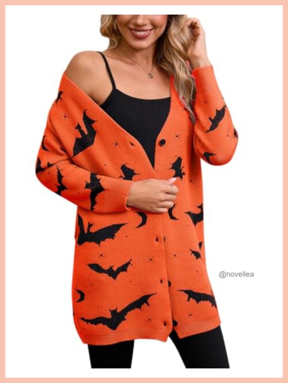 Women's Halloween Cardigan Sweater Button Down Cable Knit Bat Pattern